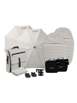 Peach 8 Taupe Pushchair and Carrycot - Twin Pushchair Bundle
