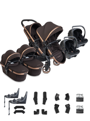 Peach 8 Pecan Pushchair and Carrycot - Twin 360 Car Seat Combo