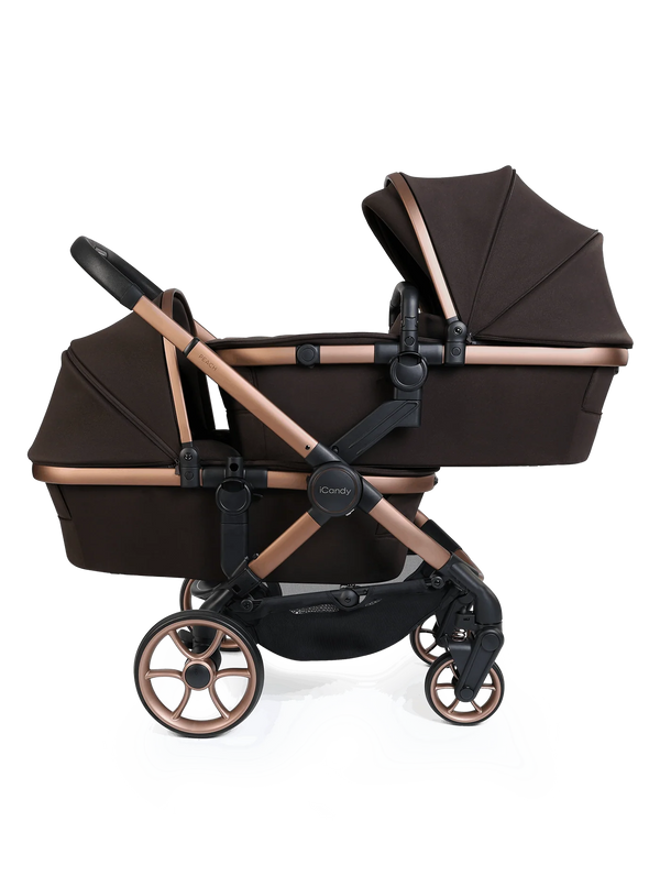 Peach 8 Pecan Pushchair and Carrycot - Twin 360 Car Seat Combo