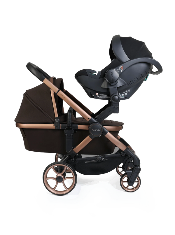 Peach 8 Pecan Pushchair and Carrycot - Twin 360 Car Seat Combo