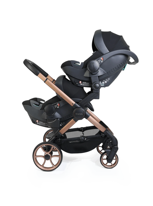 Peach 8 Pecan Pushchair and Carrycot - Twin 360 Car Seat Combo