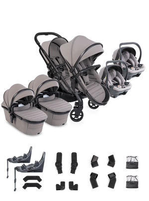 Peach 8 Porcini Pushchair and Carrycot - Twin 360 Car Seat Combo