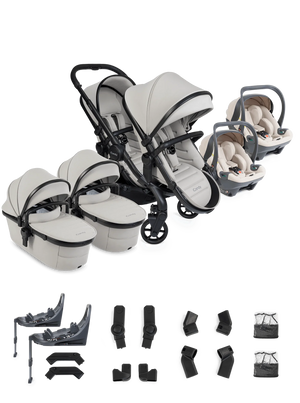Peach 8 Taupe Pushchair and Carrycot - Twin 360 Car Seat Combo