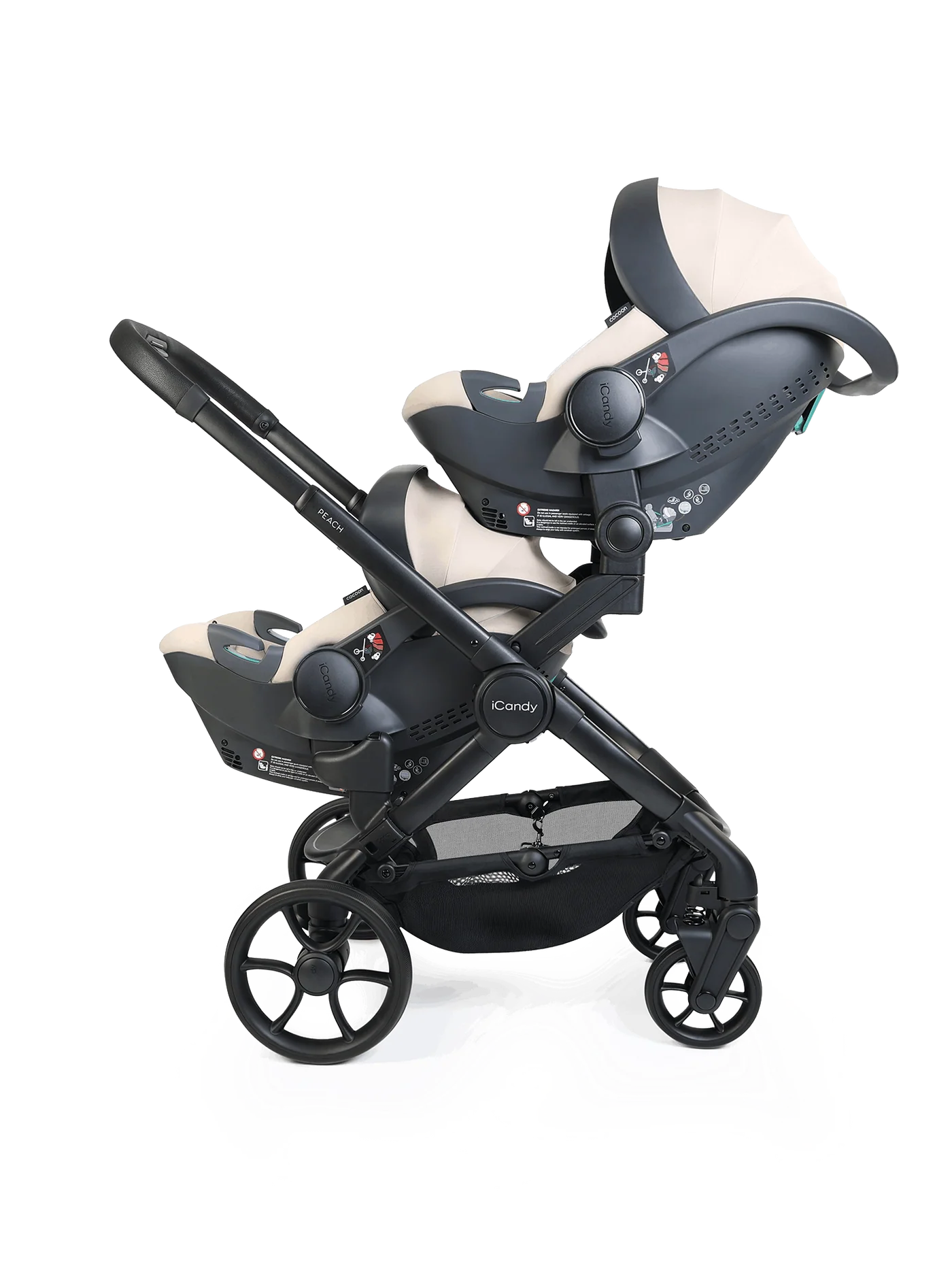 Peach 8 Taupe 3-1 kinderwagen en reiswieg – Twin 360-autostoelcombinatie