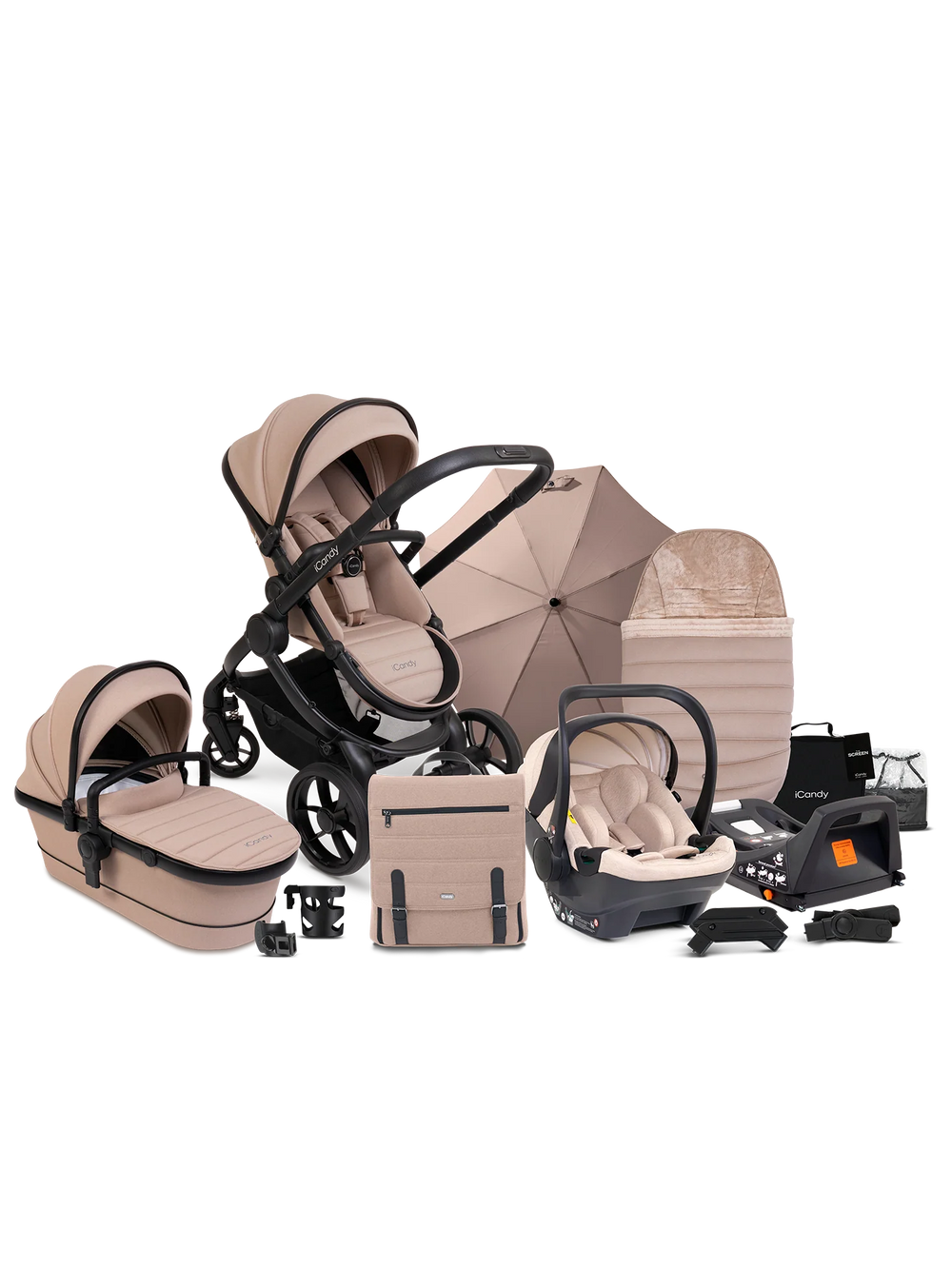 Peach 7 Cookie Pushchair and Carrycot - Complete Car Seat Bundle